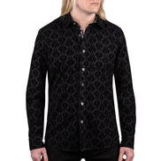 Wornstar Amaryllis Black Flocked Men's Shirt