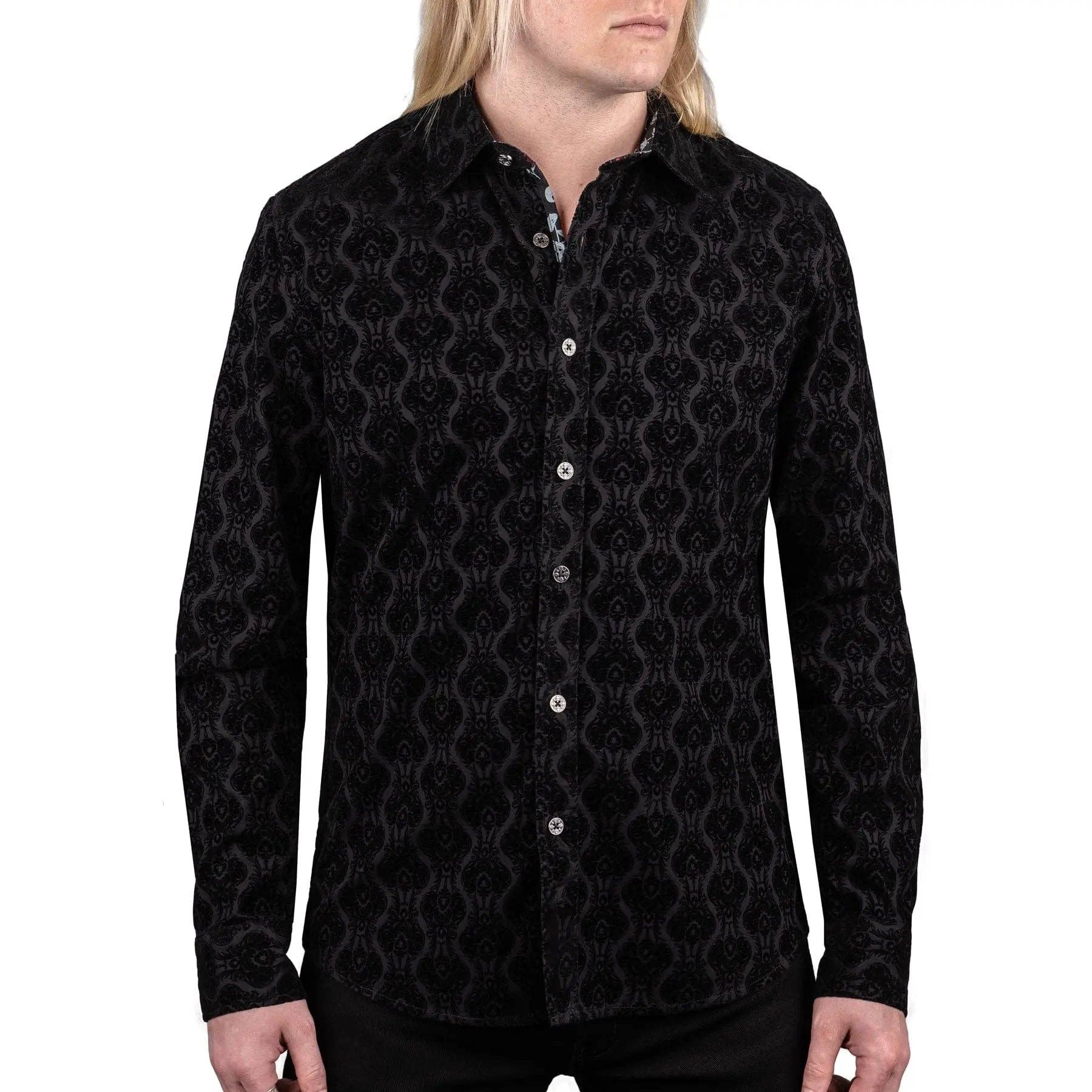 Wornstar Amaryllis Black Flocked Men's Shirt
