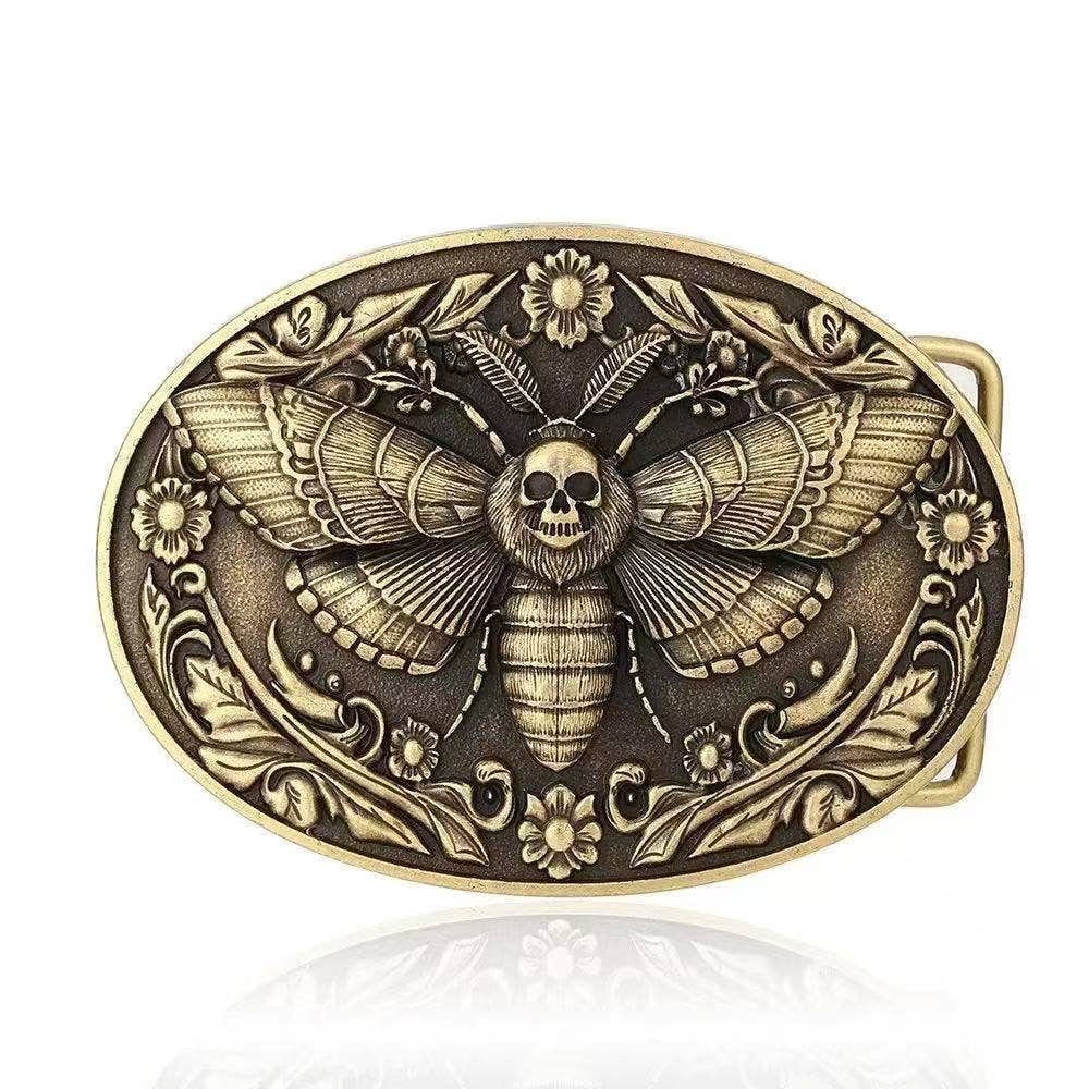 Bronze Oval Mothman Belt Buckle
