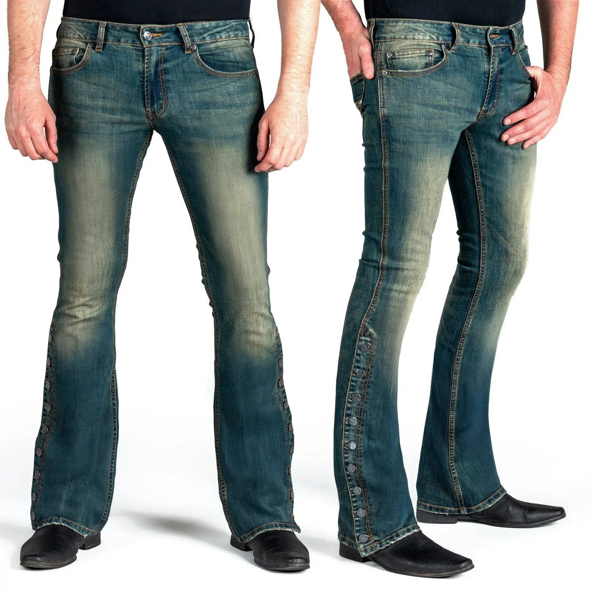 Wornstar Hellraiser Side Button Jeans – Vintage Blue