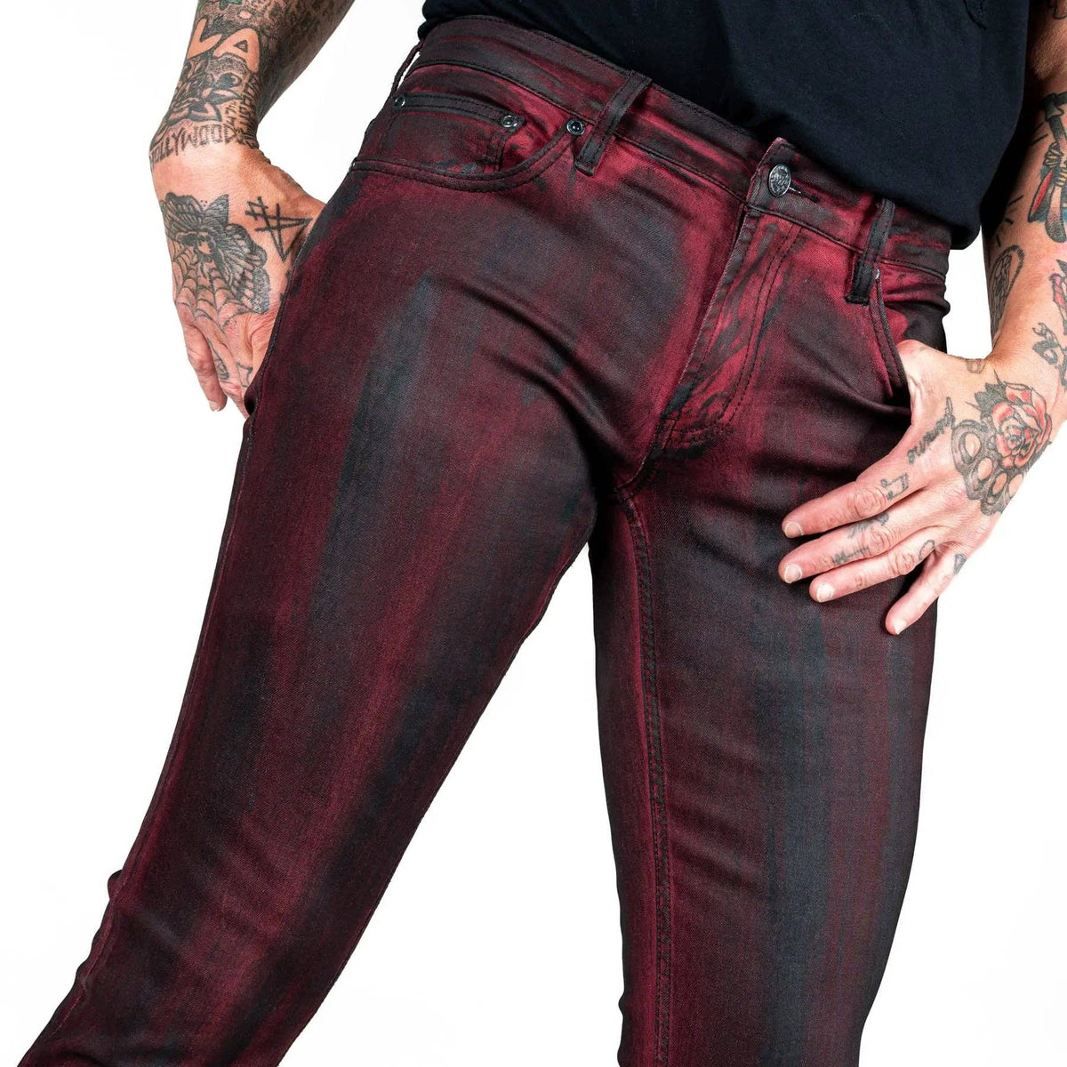 Wornstar Hellraiser Coated Jeans – Crimson