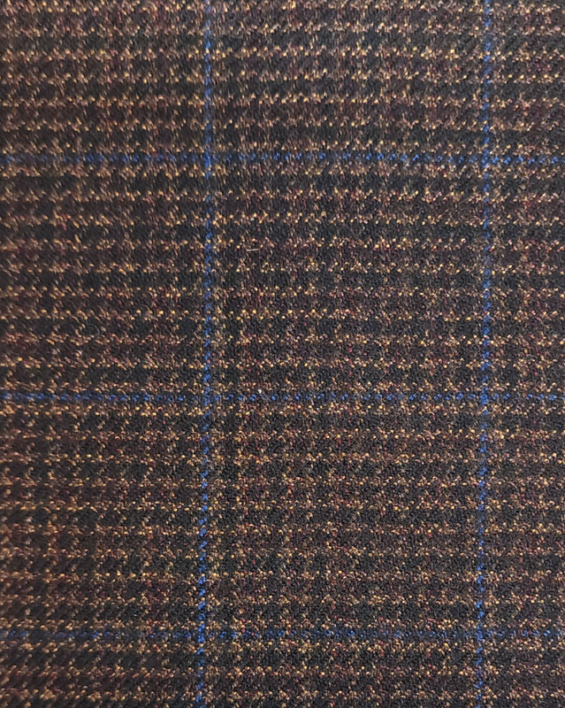 Espresso with Cobalt Windowpane Frock Coat | Men's Signature Tailoring