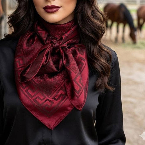 35x35" Burgundy Jacquard Wild Rag Scarf
