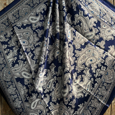 35x35" Blue Paisley Wild Rag Scarf