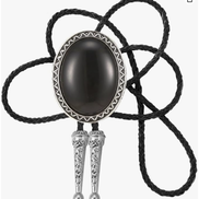Cowboy Oval Onyx Bolo Tie