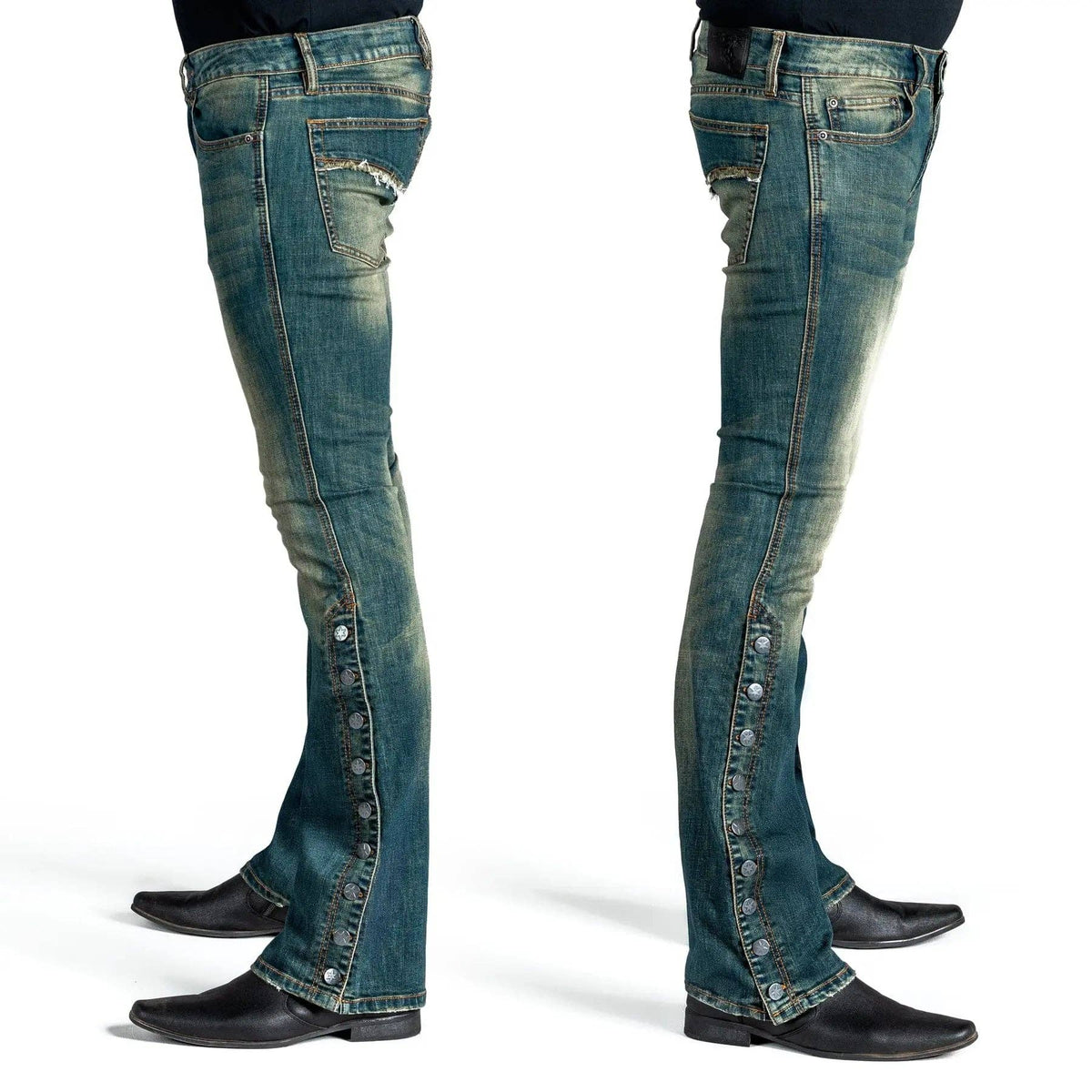 Wornstar Hellraiser Side Button Jeans – Vintage Blue