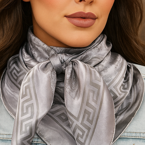 35x35" Silver Jacquard Wild Rag Scarf