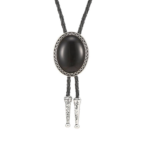 Cowboy Oval Onyx Bolo Tie