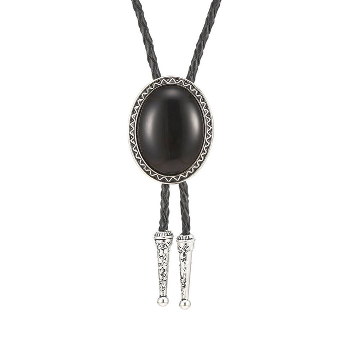 Cowboy Oval Onyx Bolo Tie