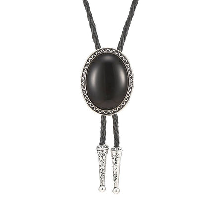 Cowboy Oval Onyx Bolo Tie