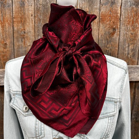 35x35" Burgundy Jacquard Wild Rag Scarf