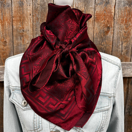 35x35" Burgundy Jacquard Wild Rag Scarf