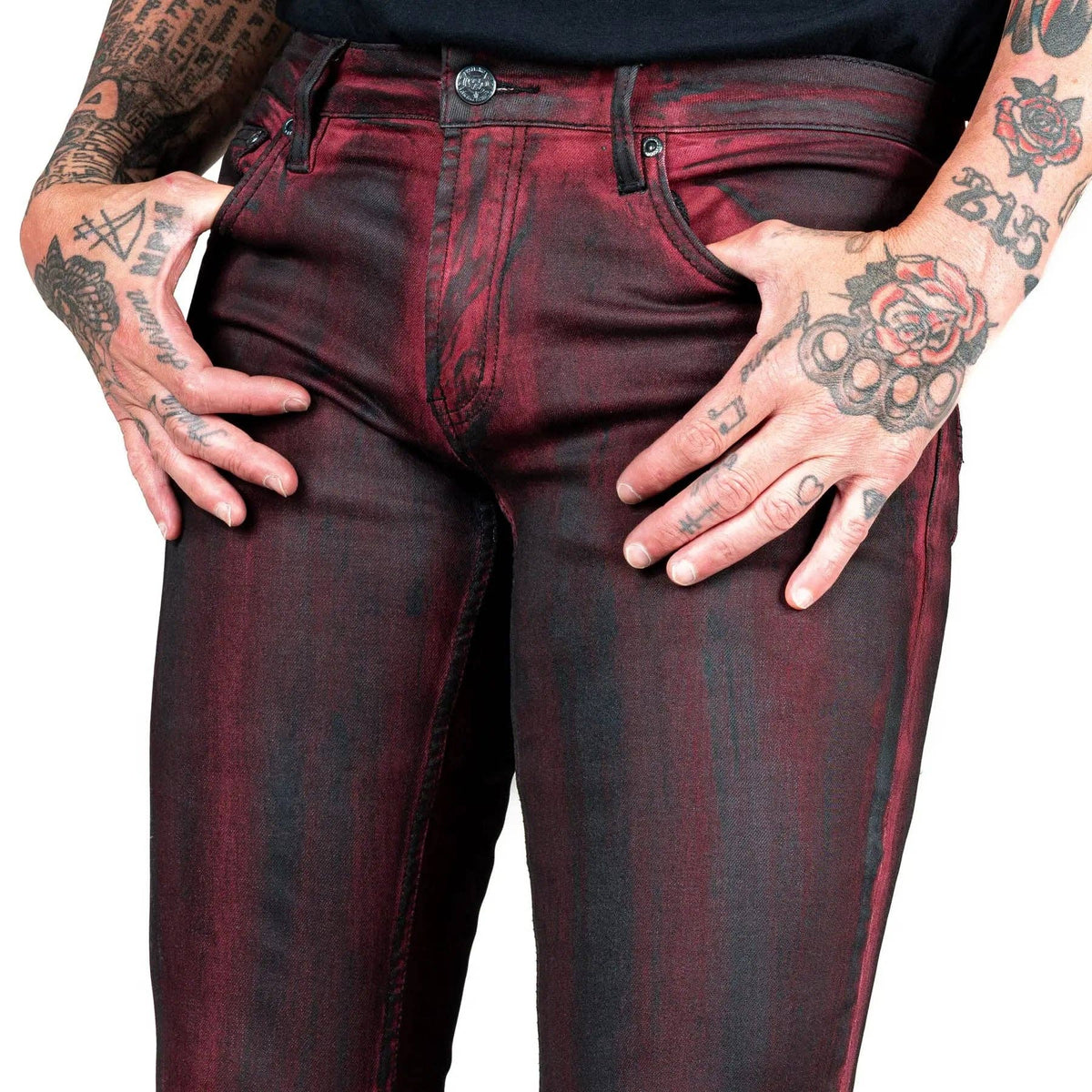 Wornstar Hellraiser Coated Jeans – Crimson