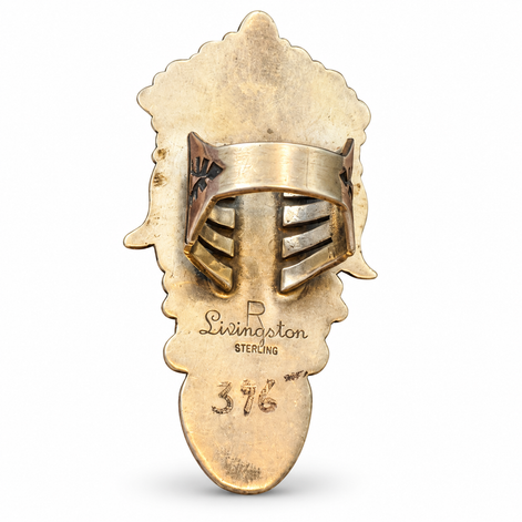 R. Livingston Sterling Silver White Stone Native Portrait Statement Ring