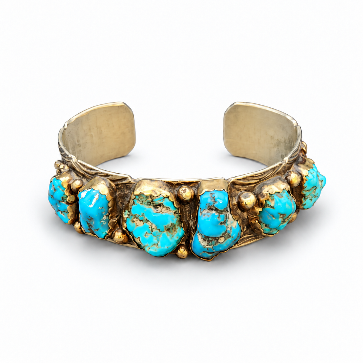 Vintage 1950s Turquoise Row Cuff Bracelet – Seven Stone