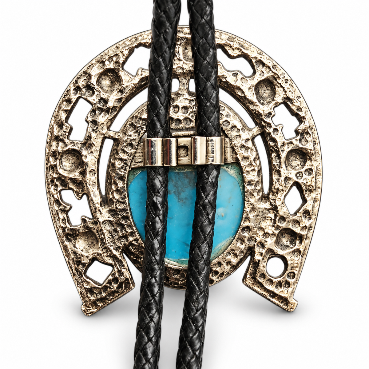 Western Horseshoe Blue Stone Fashion Bolo Tie