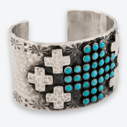 Richard Schmidt Sterling Silver Turquoise Cross Cuff