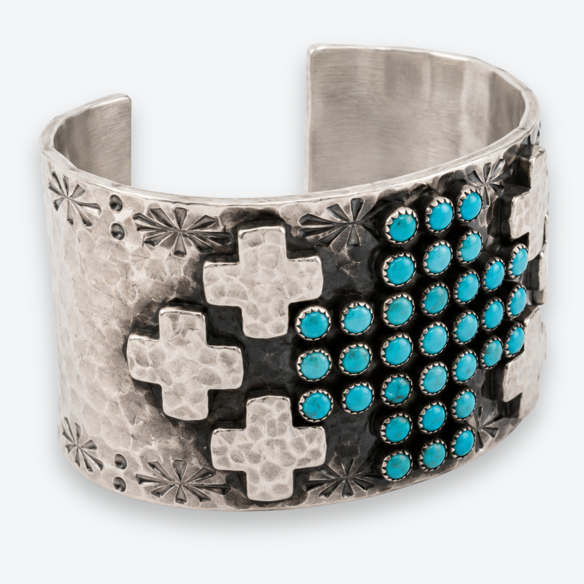 Richard Schmidt Sterling Silver Turquoise Cross Cuff