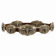 Barbarosa Boot Stitching Longhorn German Silver Concho Belt