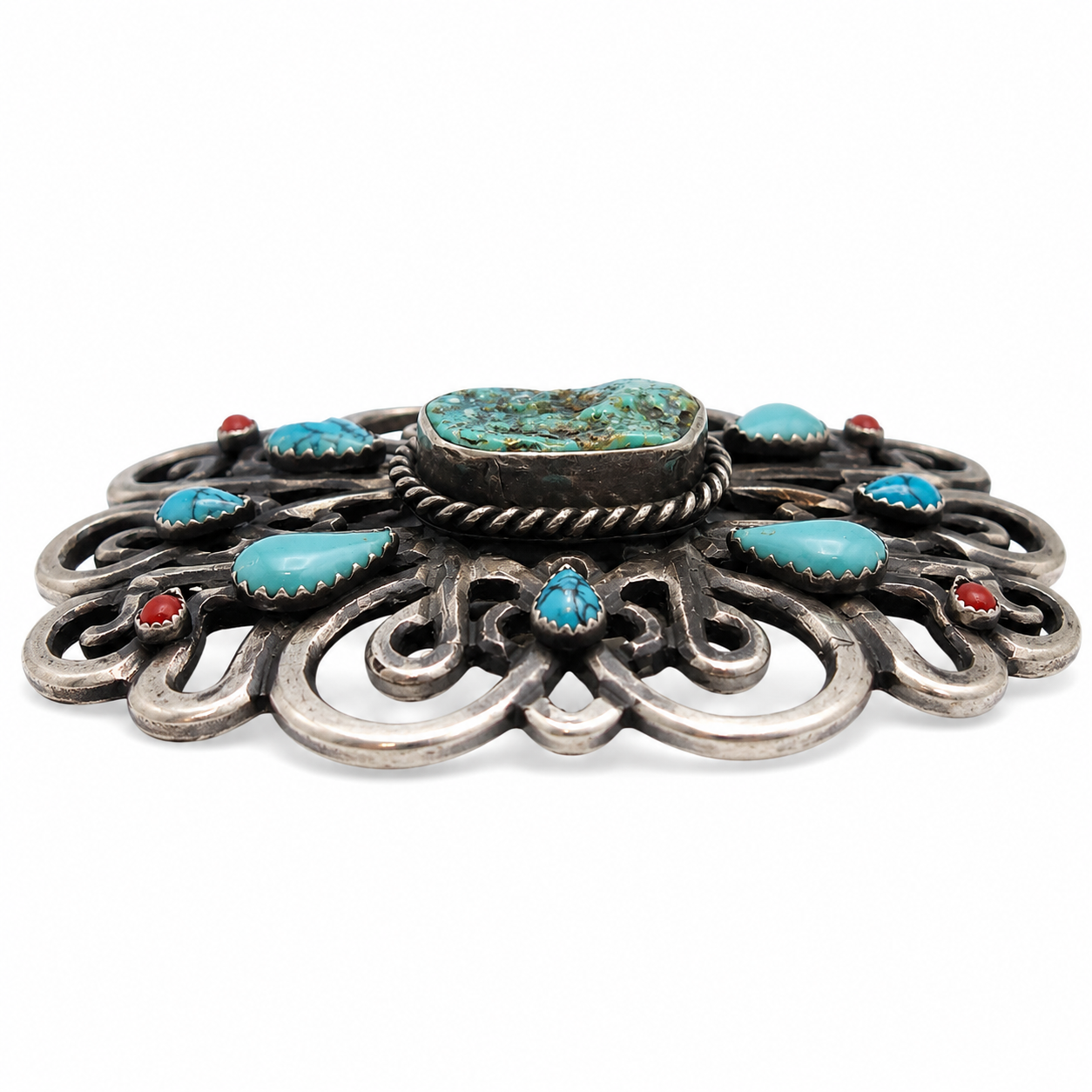 Barbarosa Turquoise Drop Filigree Concho Belt