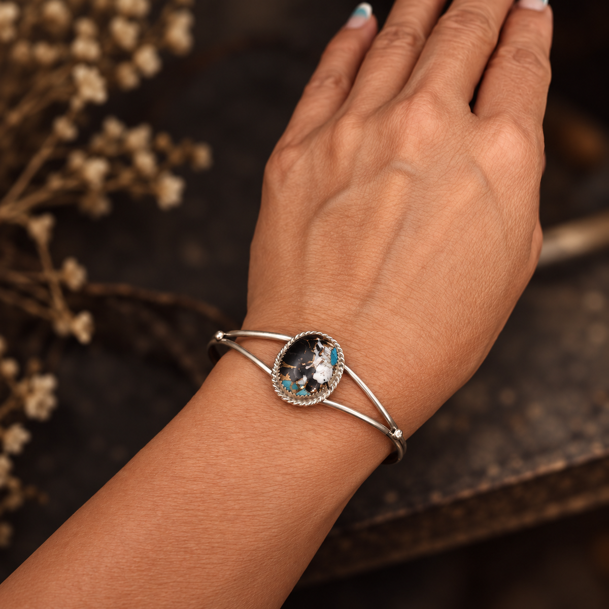 The Black Mesa Matrix Sterling Silver Cuff