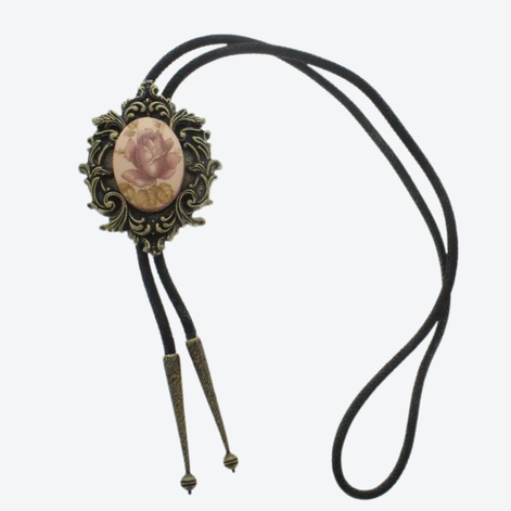 Victorian Rose Cameo Bolo Tie
