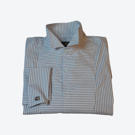 Grey Stripe Men's Tuxedo Shirt