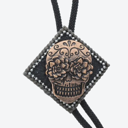 Day of the Dead Copper Bolo Tie