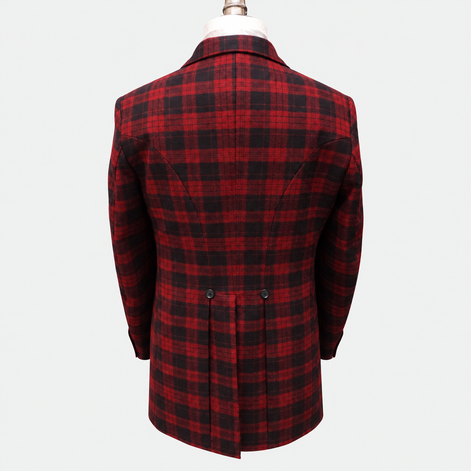 Men's Town Coat - Yukon Red and Black Plaid - Western Cut Blazer