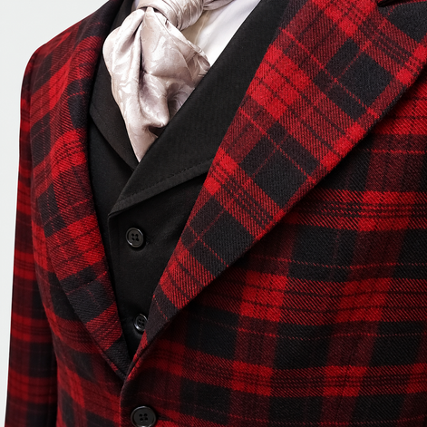 Men's Town Coat - Yukon Red and Black Plaid - Western Cut Blazer