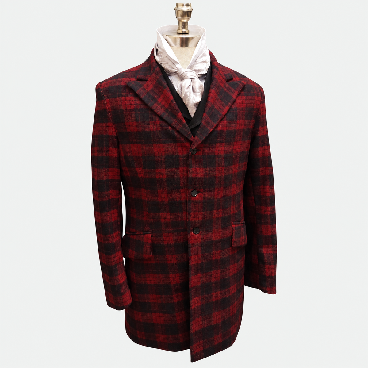 Men's Town Coat - Yukon Red and Black Plaid - Western Cut Blazer