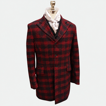 Men's Town Coat - Yukon Red and Black Plaid - Western Cut Blazer