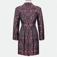 Women's Burgundy Paisley Brocade Tailored Frock Coat
