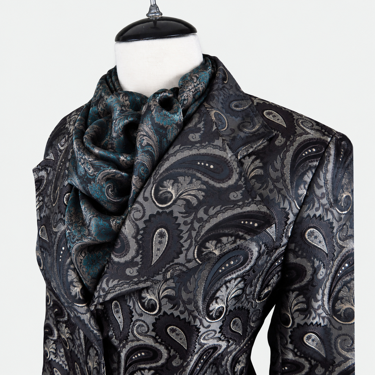 Women's Brown Paisley Brocade Tailored Frock Coat