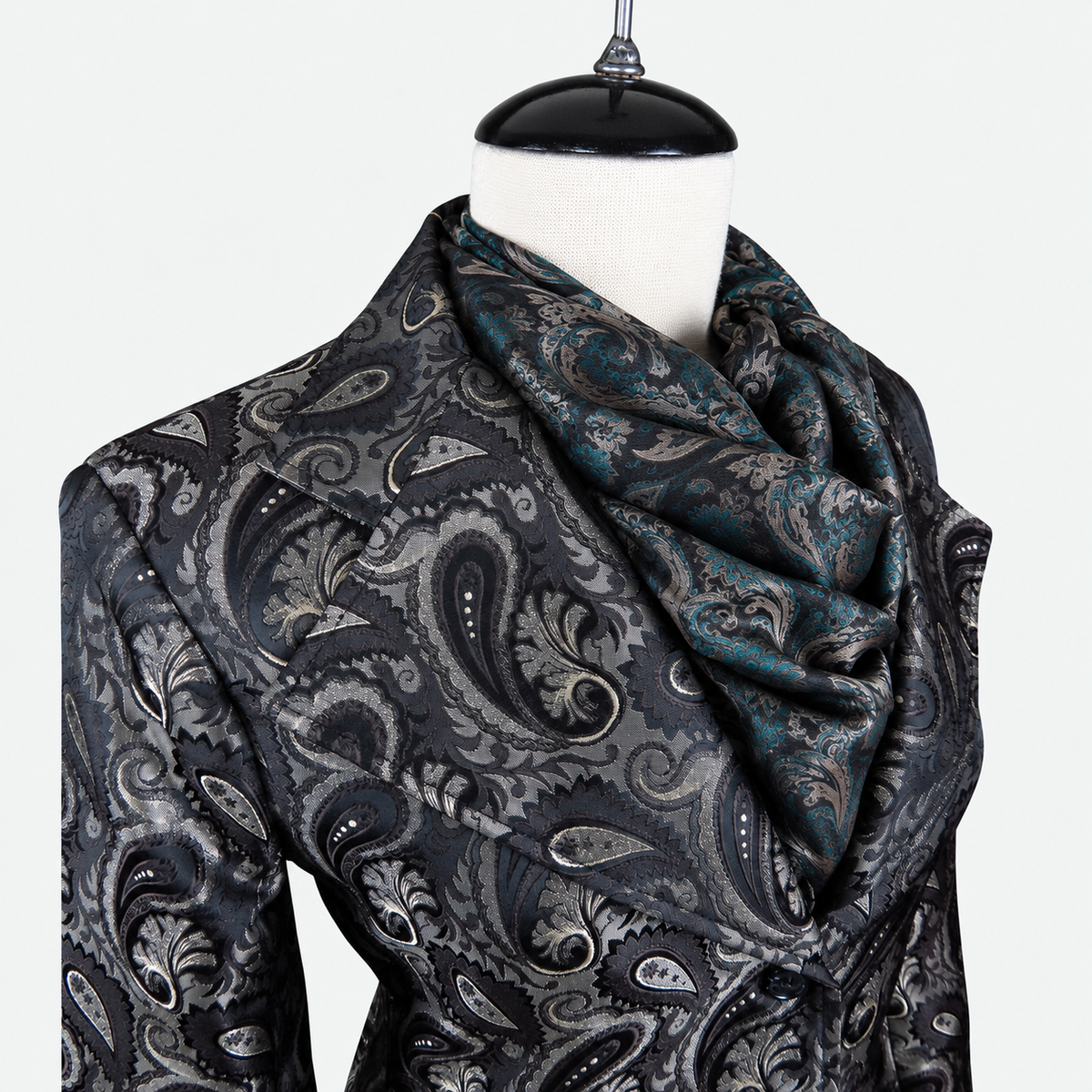 Women's Brown Paisley Brocade Tailored Frock Coat
