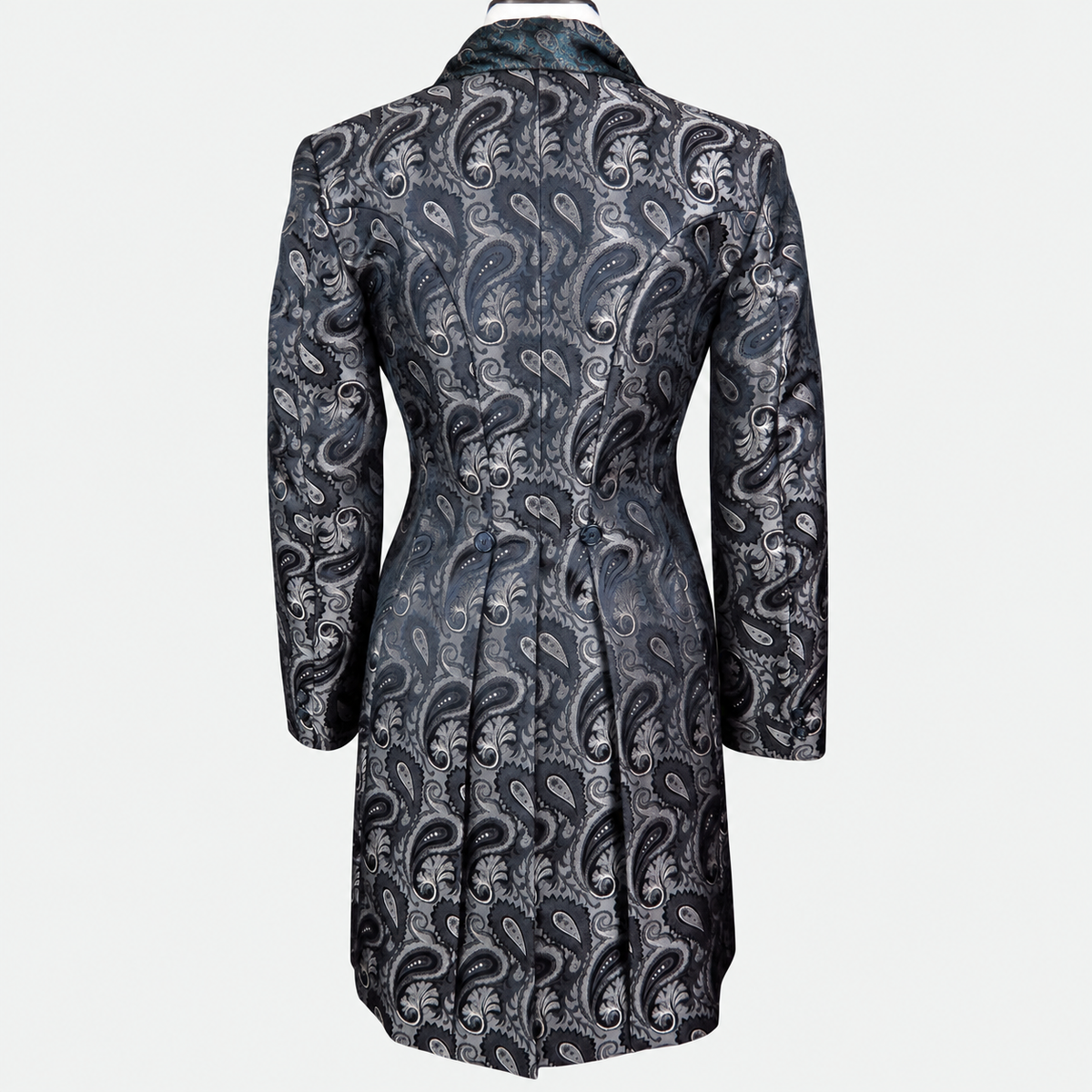 Women's Brown Paisley Brocade Tailored Frock Coat