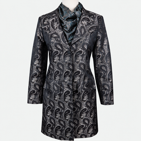 Women's Brown Paisley Brocade Tailored Frock Coat