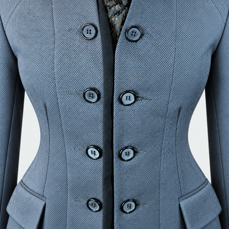 Women's Grey Wool Military Coat – Black Accents