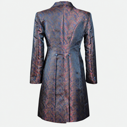 Women's Red Blue Green RGB Brocade Tailored Frock Coat