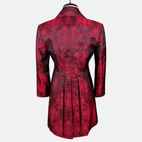 Women's Red Paisley Brocade Tailored Frock Coat