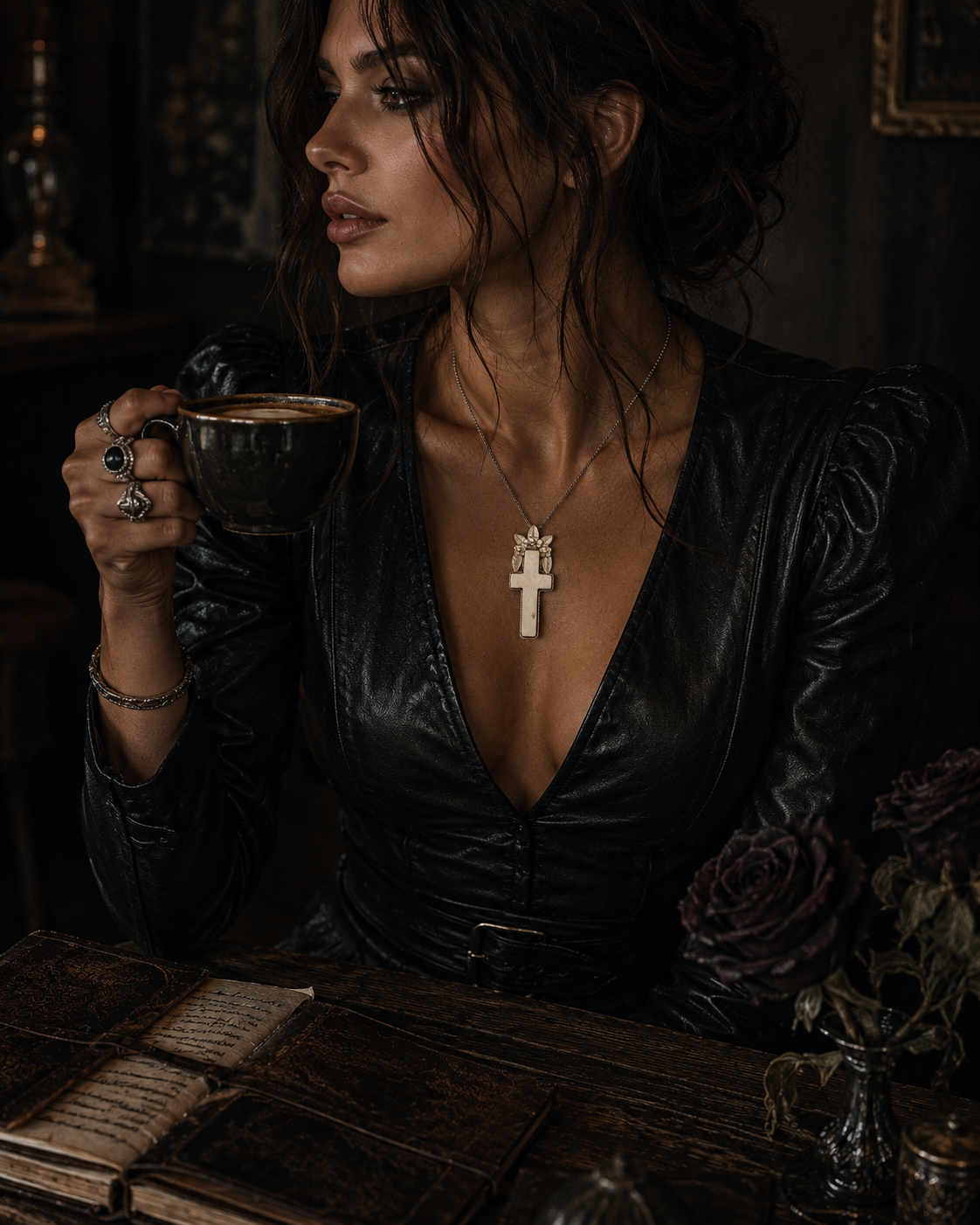 The Bone Blossom Cross Pendant