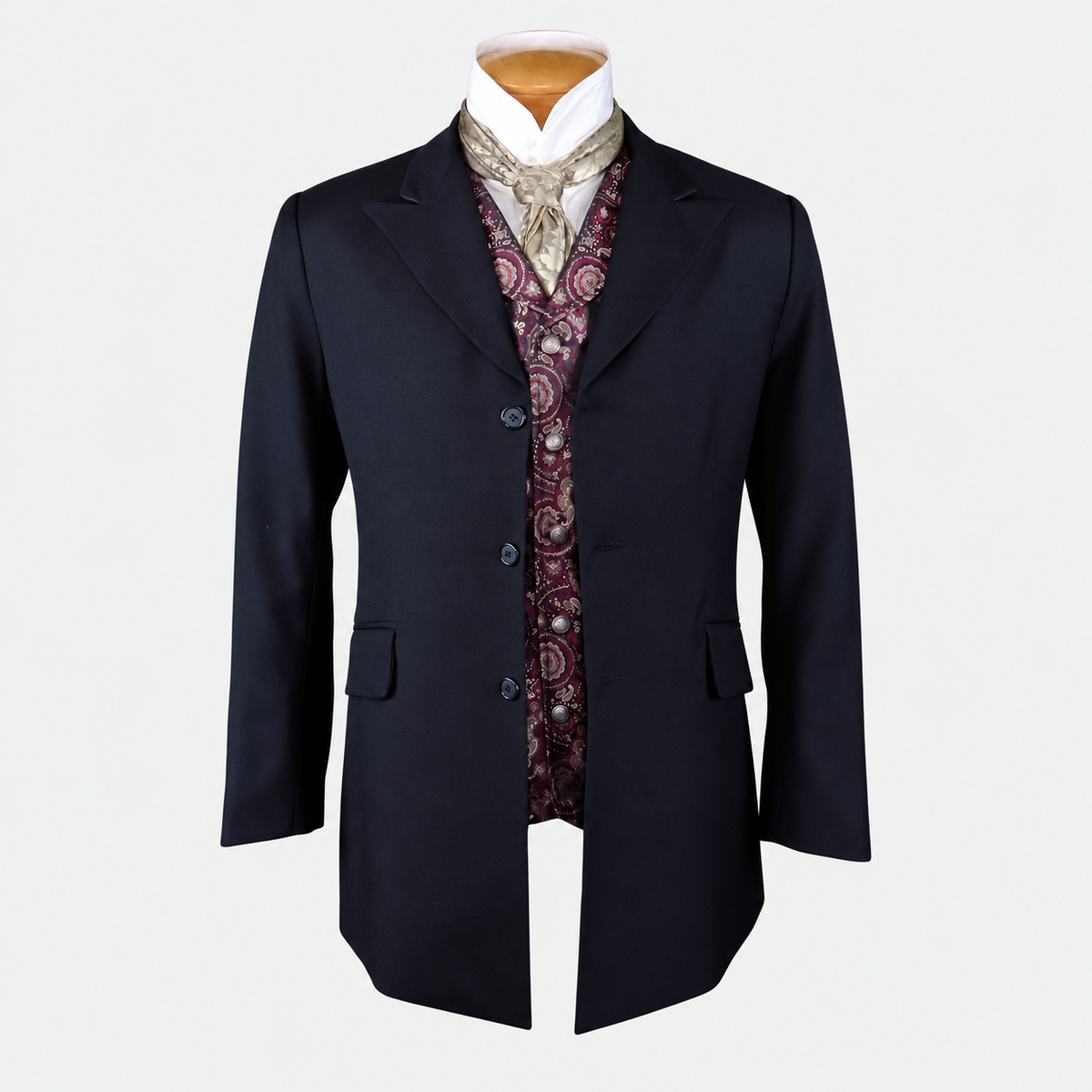 Men's Town Coat - Black Gabardine Wool - Western Cut Blazer