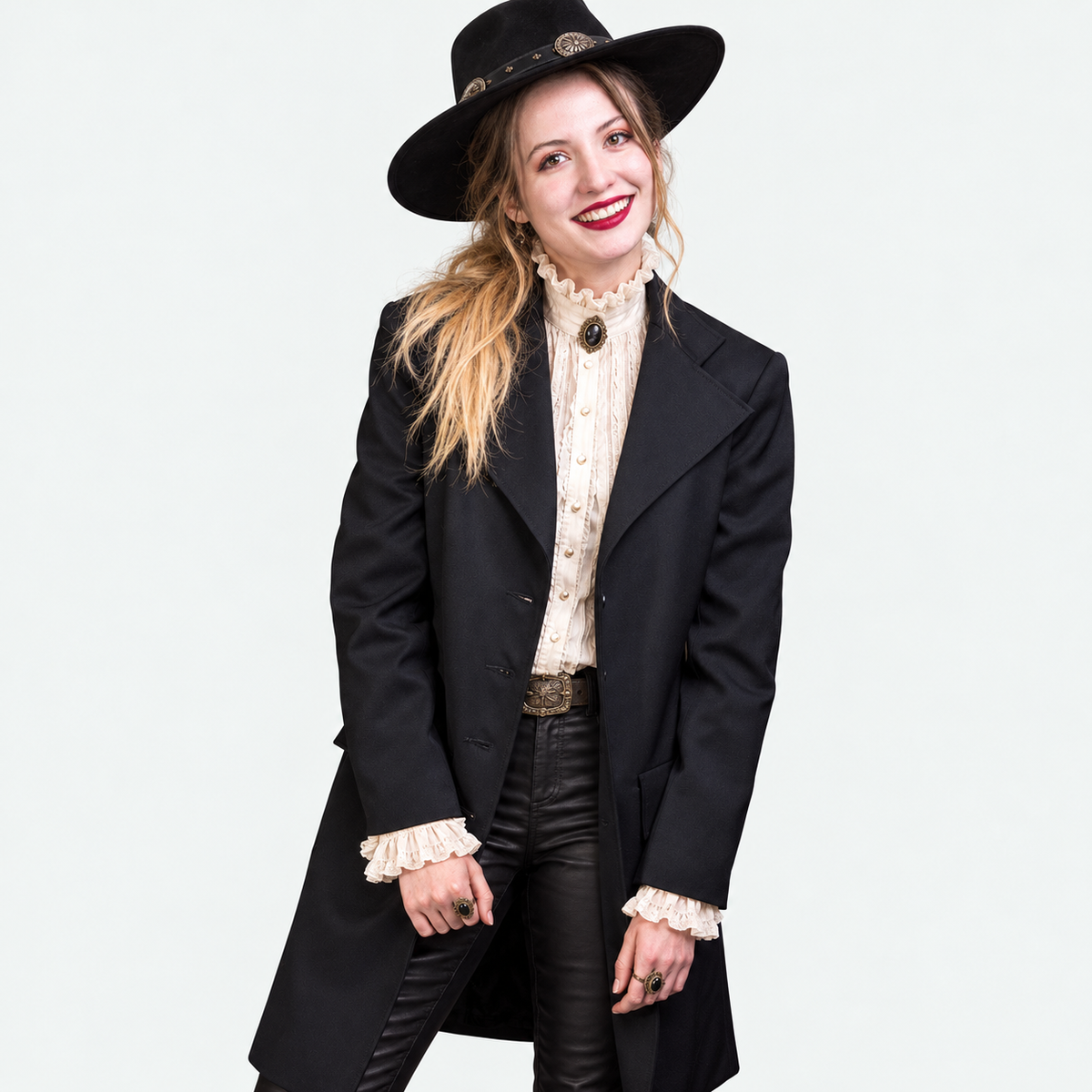Women's Black Gabardine Tailored Frock Coat