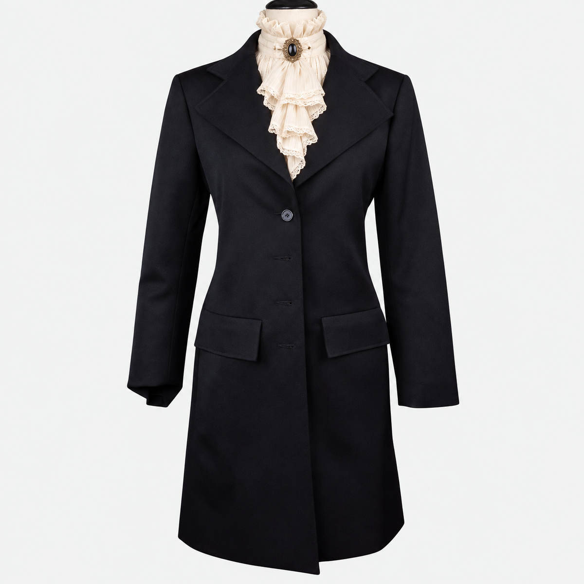 Women's Black Gabardine Tailored Frock Coat