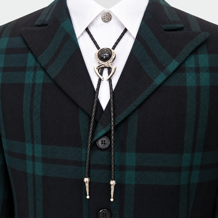 Men's Town Coat - Black Watch Plaid - Western Cut Blazer