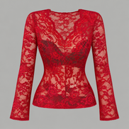 The Crimson Veil Lace Blouse