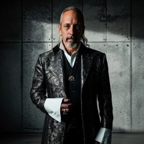 Men's Gunmetal Brocade Frock Coat