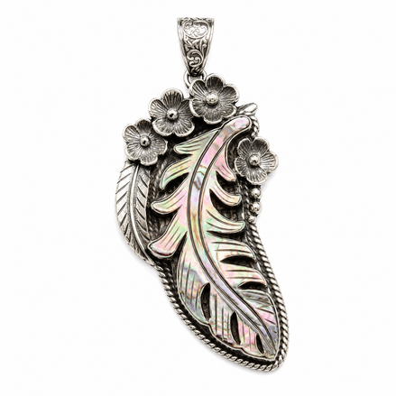 The Wildflower Abalone Feather Pendant