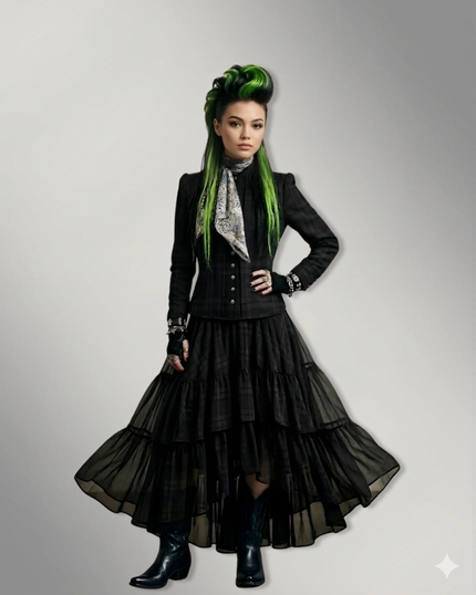 The Isadora Midnight Watch peplum jacket by Iron & Iris architectural women’s outerwear