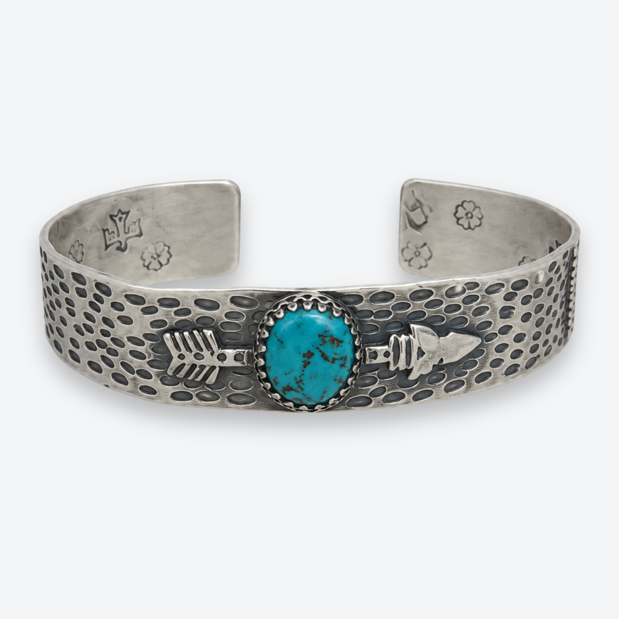 Margaret Sullivan Sterling Silver Turquoise Arrow Collector Cuff